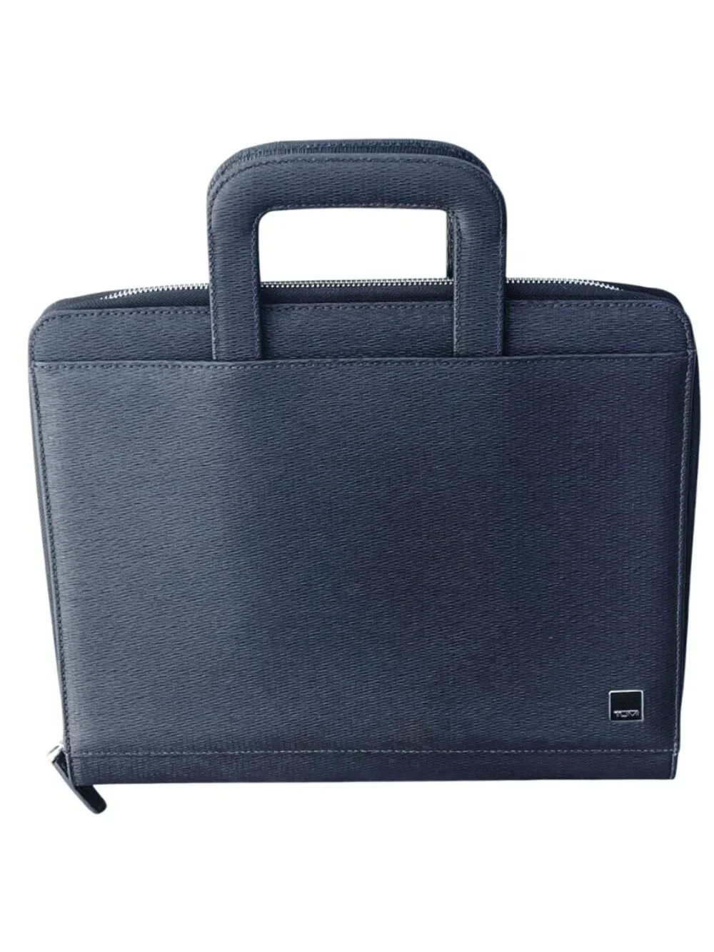Tumi Business Executive Black Leather Portfolio Case Documents Organizer Zipper